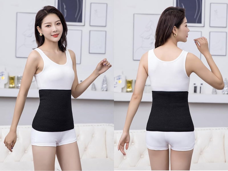 PURFUN Thermal Fleece Lining Abdomen Back Warmer Belt Men Women Winter Dance Yoga Waistband Elastic Waist Binder Lumbar Support Belt Rheumatic Back Pain Brace Abdominal Stomach Kidney Warmer Protector Band - Image 3